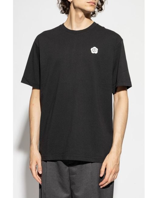 KENZO Black T-Shirt With Printed Logo for men