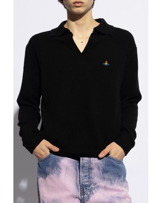 Vivienne Westwood Black Football Wool Sweater With Collar for men