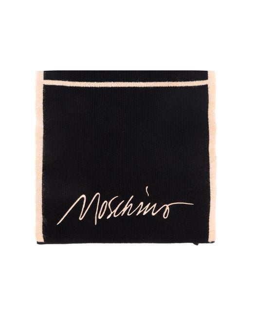 Moschino Black Wool Scarf With Logo