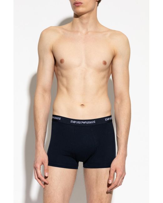 Emporio Armani Blue Three-Pack Of Cotton Boxer Briefs for men