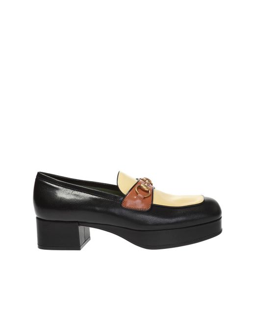 Gucci Black Leather Platform Loafers