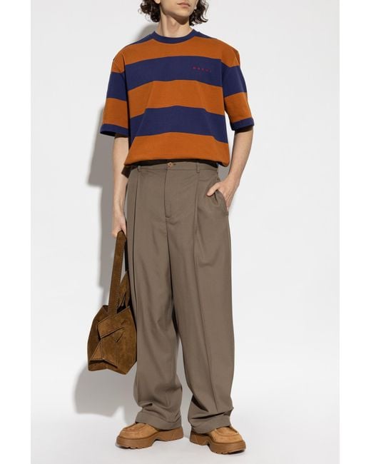Marni Green Creased Trousers for men