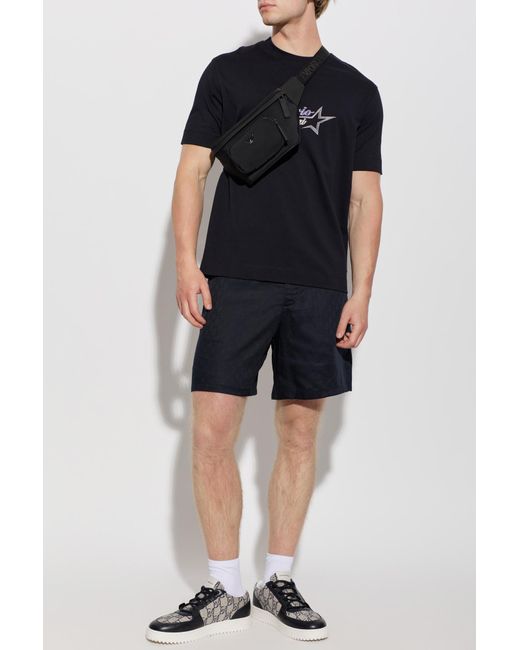 Emporio Armani Black T-Shirt With Embroidered Logo for men