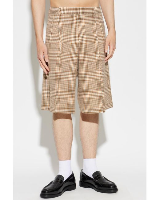 AMI Natural Plaid Pattern Shorts for men