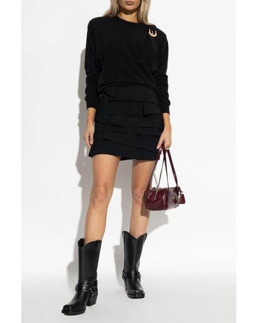 Versace Black Wool Sweater With Decorative Buckle,
