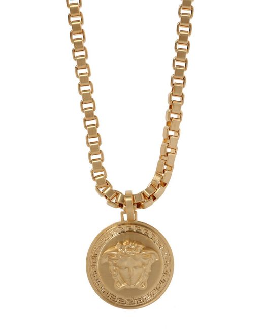 Versace Metallic Necklace With Charm for men
