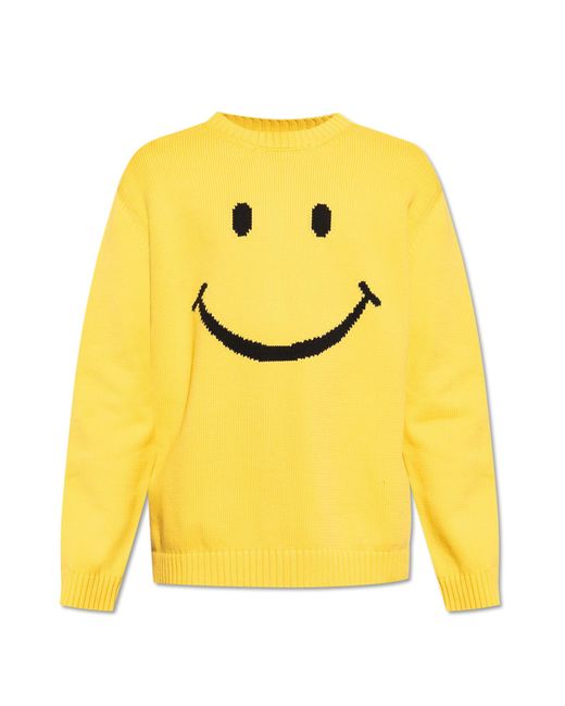 Moschino Yellow Round-Neck Knitwear for men