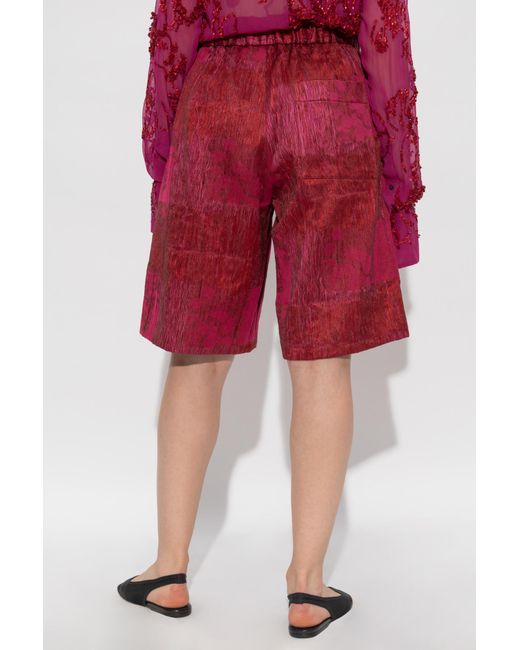 Dries Van Noten Red Shorts With Pockets