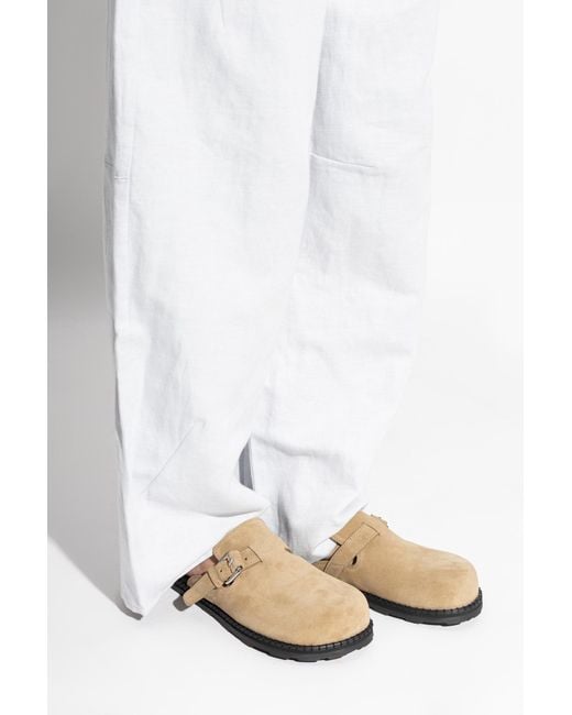 Moschino Natural Suede Slides