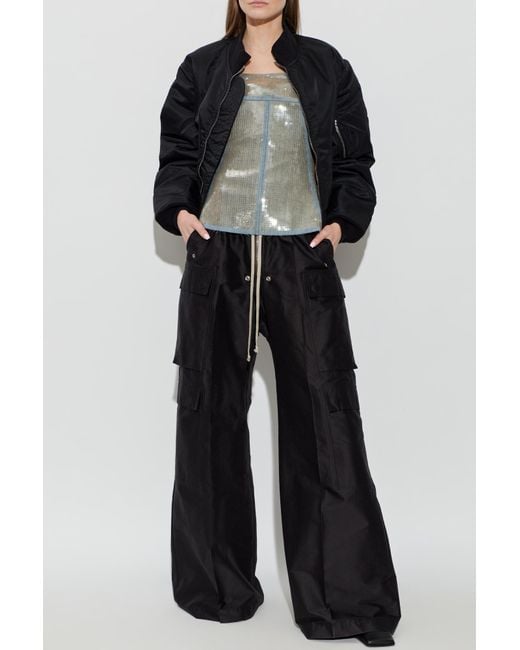 Rick Owens Green Denim Off-Shoulder Top