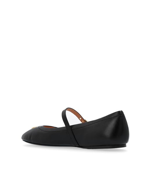 Moschino Black Leather Ballet Flats,