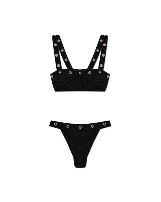 Oseree Black Two-Piece Swimsuit