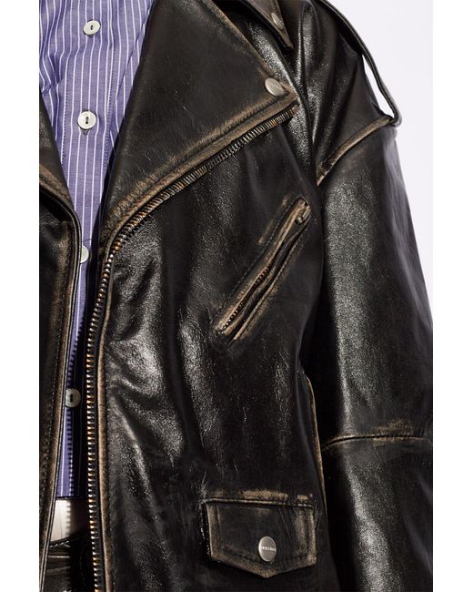 Halfboy Black Leather Biker Jacket,