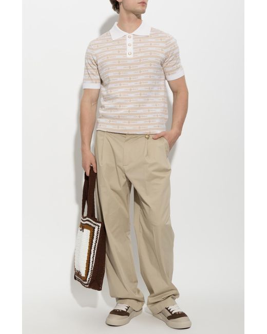 Casablanca Natural Cotton Crease-Front Trousers for men