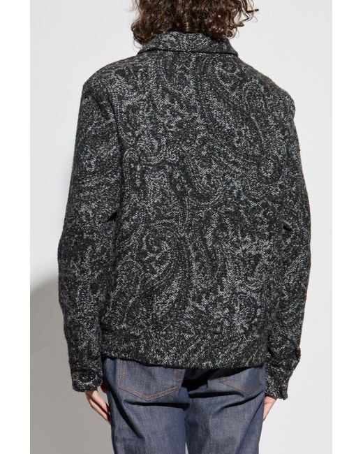 Etro Black Patterned Jacket With Collar for men