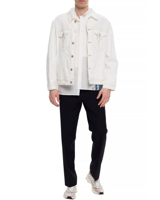 Versace White Printed Denim Jacket for men
