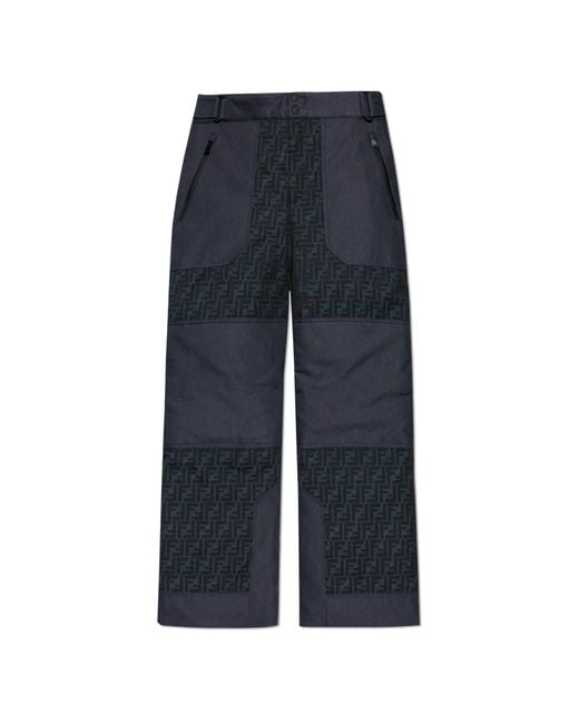 Fendi Blue Ski Trousers With Monogram for men
