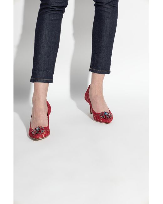 Dolce & Gabbana Red Lace High-Heeled Shoes