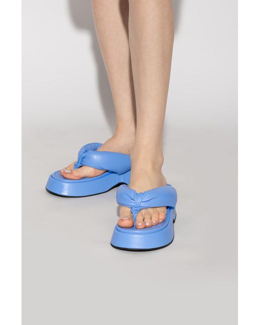 Ganni Platform Slides in Blue - Lyst