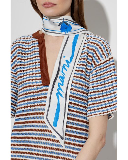 Marni Blue Silk Scarf