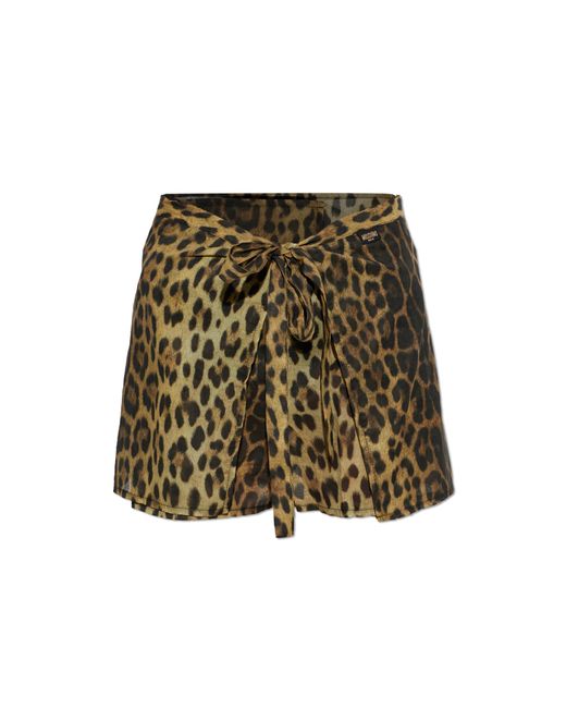 Moschino Green Short Pareo With Animal Motif