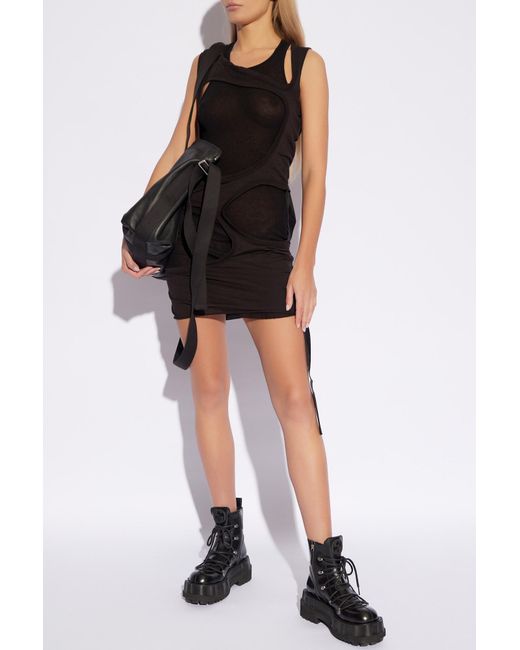 Rick Owens Black 'membrane Iii' Top With Cut-outs,