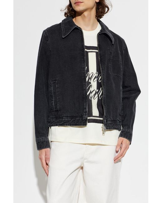 AMI Black Denim Jacket With Pockets for men