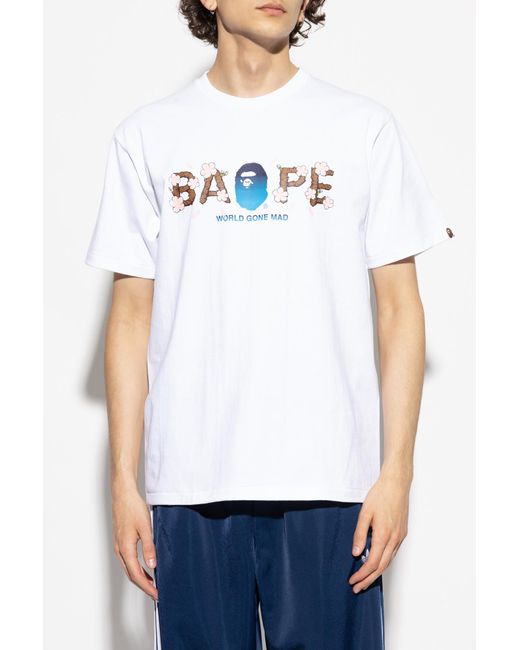 A Bathing Ape White T-shirt With Print, for men