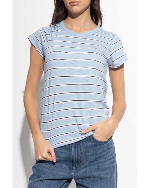 Rag & Bone Blue Striped Pattern T-Shirt