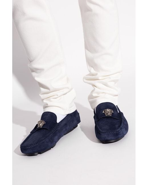 Versace Blue Suede Loafers for men