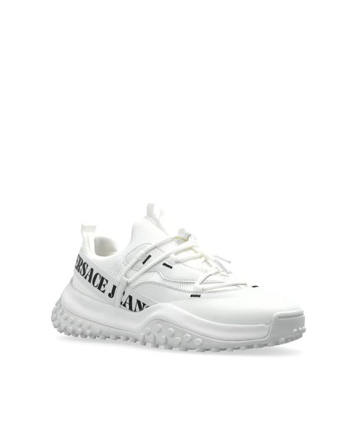 Versace Jeans Couture White Sports Shoes With Printed Logo for men