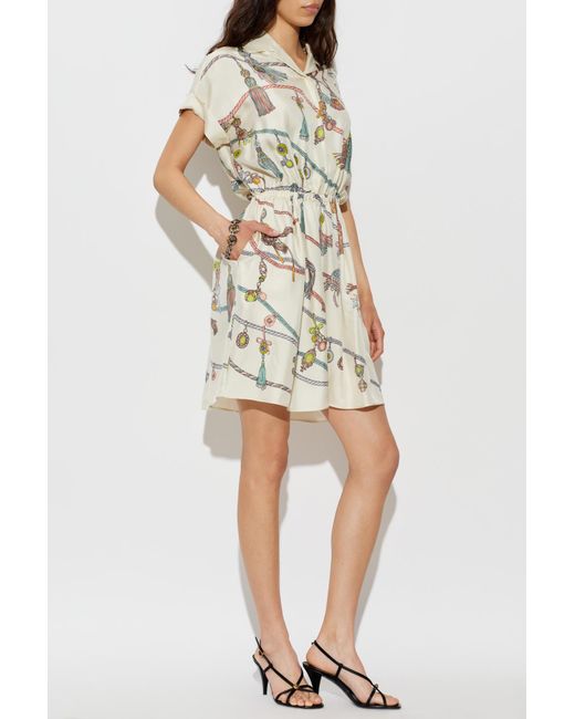 Versace White Silk Dress With "Hangin' Out" Print