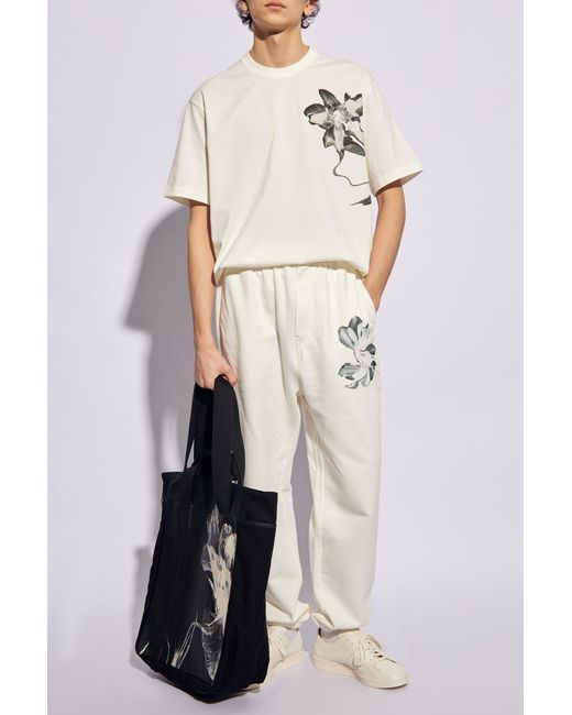 Y-3 White T-shirt With Floral Motif, for men