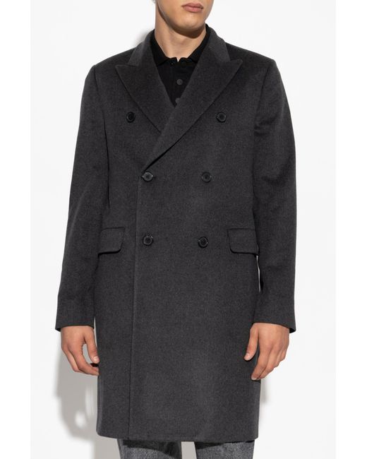 Paul Smith Black Double-Breasted Coat for men