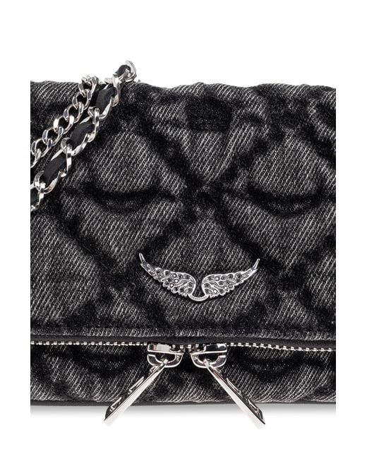 Zadig & Voltaire Gray Shoulder Bag "Rock Nano"