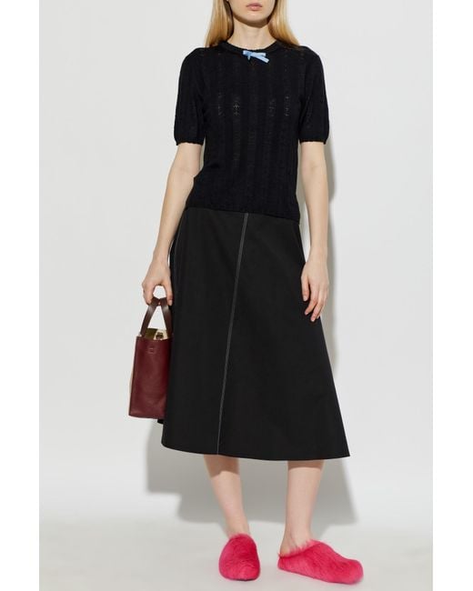 Marni Black Wool Top With A Crew Neck