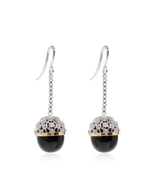 Totême Black Long Crystal Earrings