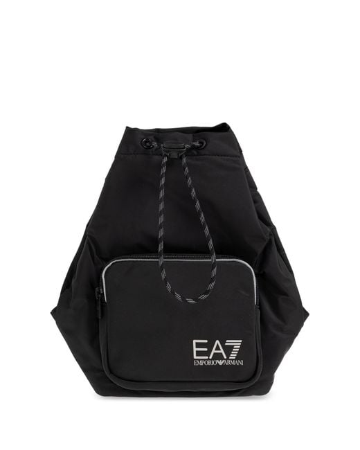 EA7 Black Backpack With Logo