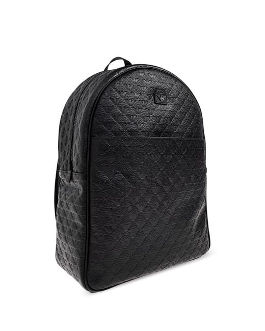 Emporio Armani Black Monogram Backpack for men