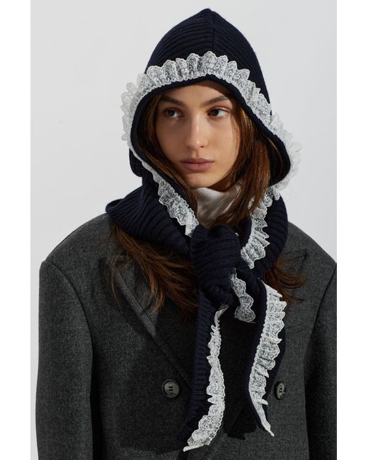 Ganni Black Hood-Scarf