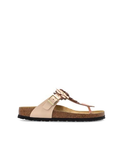 Birkenstock Pink Gizeh Flower Embellishment Flip-Flops