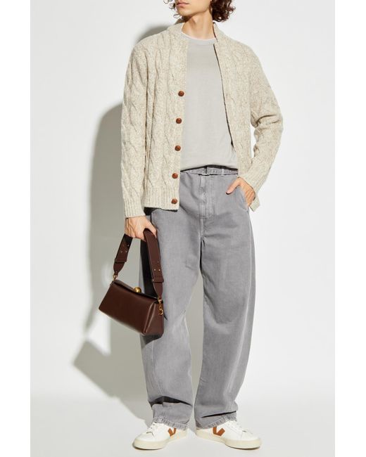 Eleventy White Wool Cardigan With Decorative Knit for men