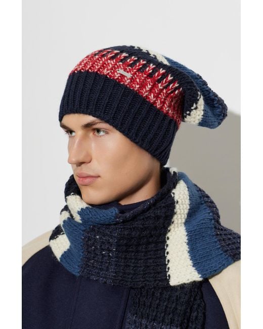 DSquared² Blue Wool Beanie for men