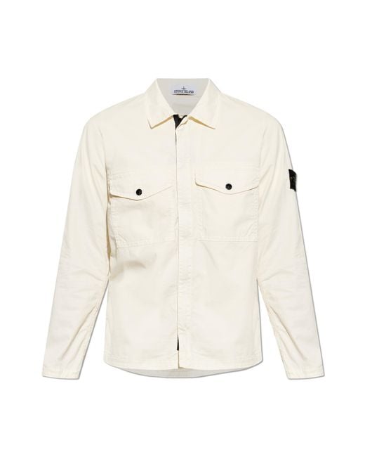 Stone Island Blue Jacket With Logo Patch for men