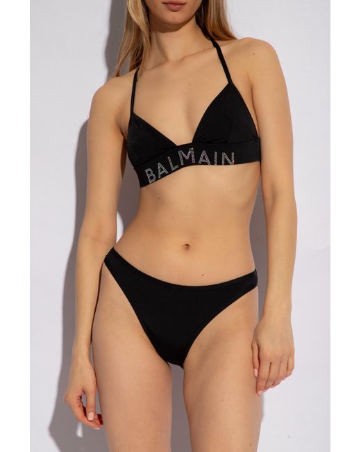 Balmain Black Bikini With Logo
