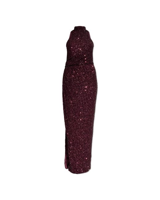 Balmain Purple Sleeveless Sequin Dress