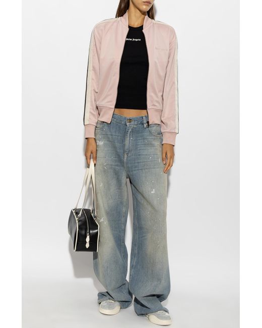 Palm Angels Pink Sweatshirt With Embroidered Logo