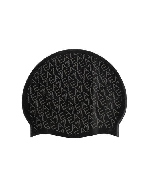 EA7 Black Swimming Cap With Monogram for men