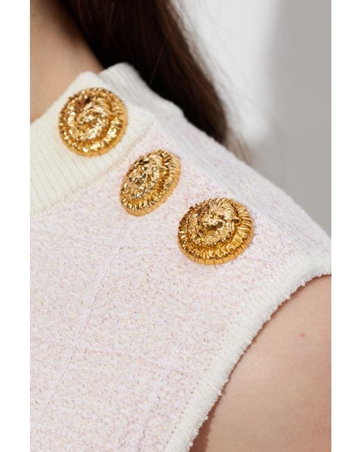 Balmain White Tweed Top