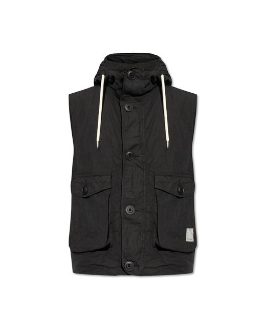 Emporio Armani Black Hooded Vest for men